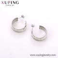 E-688 joyas de acero inoxidable color plata de moda xuping, pendientes de mujer tallados simples